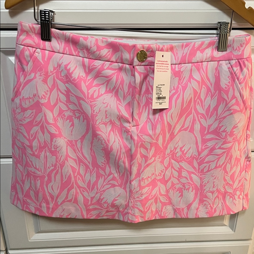 Lilly Pulitzer Collette Pink and White Leaf Print Skirt
